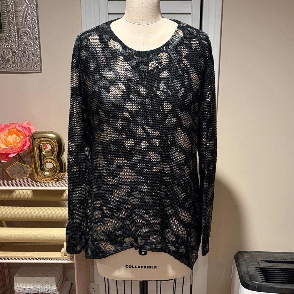 Leopard print black, grey, gold sweater tunic